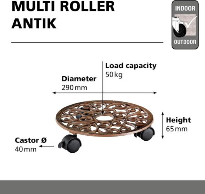 Wagner Pflanzenroller ANTIK GH 0925, Ø 29 x 6,4 cm, aus Gusseisen, 20092501
