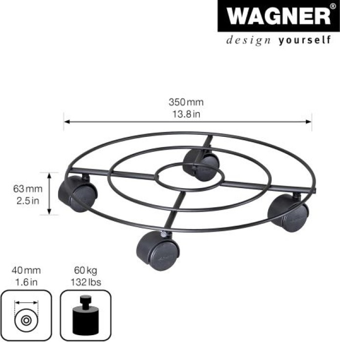 WAGNER Pflanzenroller DRAHT GH 0945, Ø 35 x 6,3 cm, aus beschichtetem Stahl, 20094501