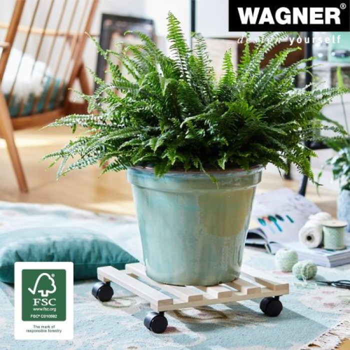 WAGNER Pflanzenroller GH 0335, 34 x 34 x 8 cm, aus Buchenholz, 20033501