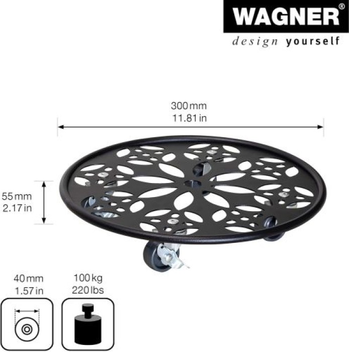 WAGNER Pflanzenroller GH 0936, Ø 30 x 5,5 cm, aus Stahl, 20093601