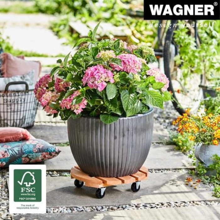 Wagner Pflanzenroller TOSCANA GH 0163, Ø 38 x 10,5 cm, aus Massivholz, 20016301
