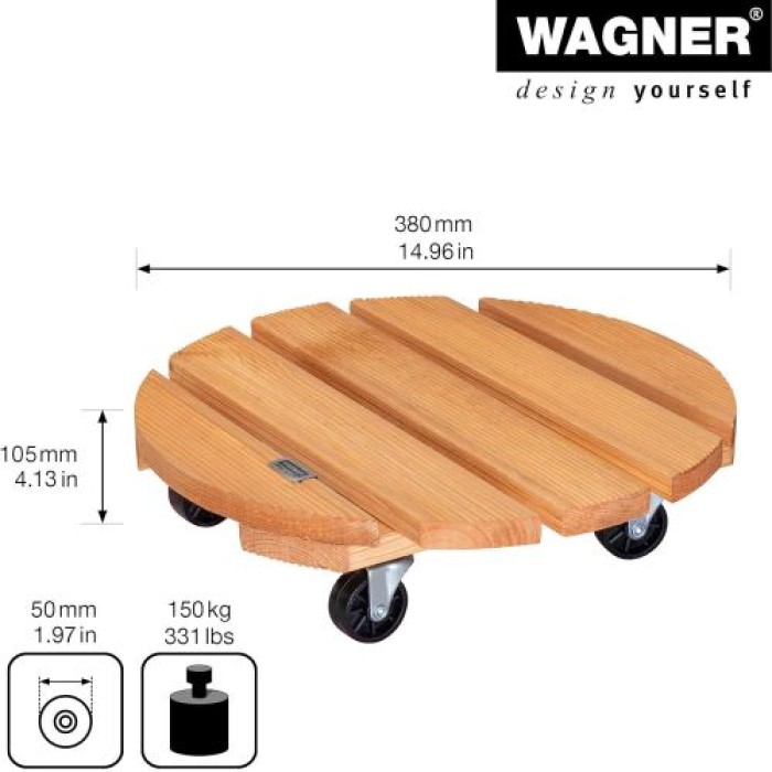 Wagner Pflanzenroller TOSCANA GH 0163, Ø 38 x 10,5 cm, aus Massivholz, 20016301