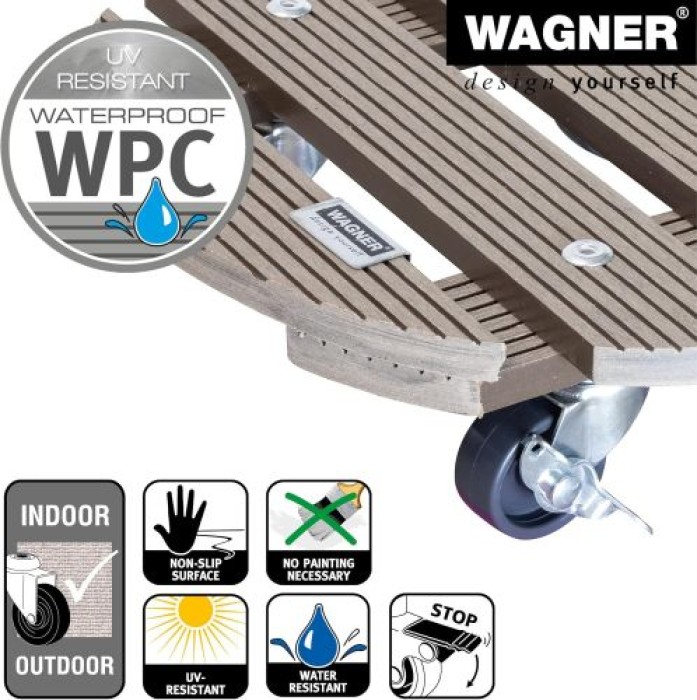 WAGNER Pflanzenroller WPC GH 0536, Ø 29 x 7,5 cm, aus wetterfestem WPC, 20053601