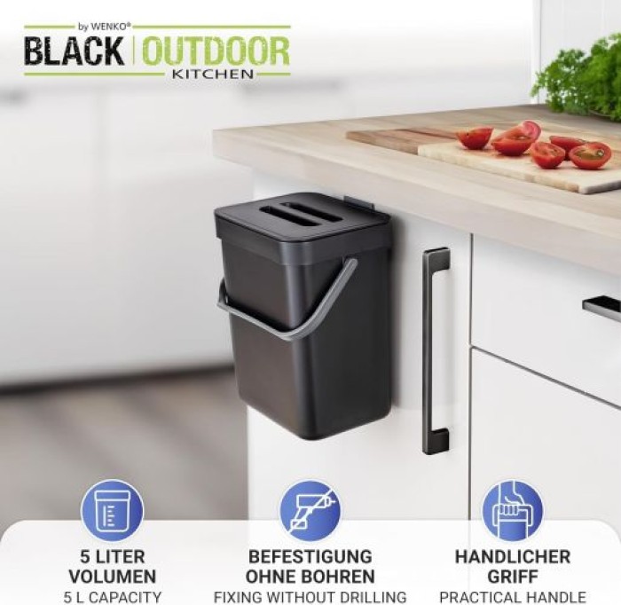WENKO Abfallsammler mit Griff Mod. Tago 5 Liter flexibel einsetzbar, 55027100