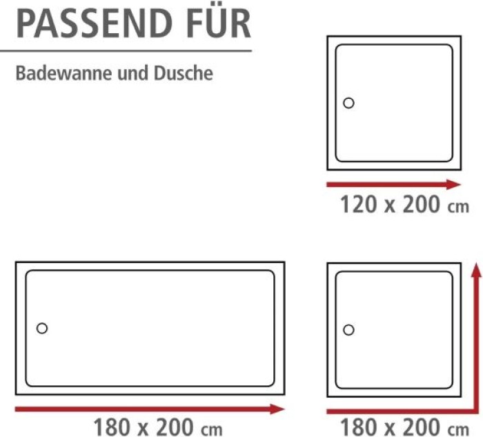 WENKO Anti-Schimmel Duschvorhang Astera Flex, integrierte Ringe zur Befestigung, wasserabweisend, 180 x 200 cm, 22493100