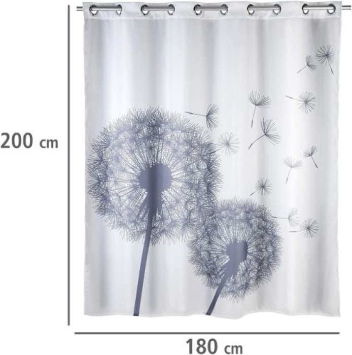 WENKO Anti-Schimmel Duschvorhang Astera Flex, integrierte Ringe zur Befestigung, wasserabweisend, 180 x 200 cm, 22493100