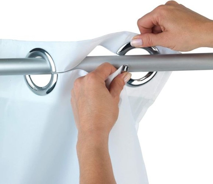 WENKO Anti-Schimmel Duschvorhang Astera Flex, integrierte Ringe zur Befestigung, wasserabweisend, 180 x 200 cm, 22493100