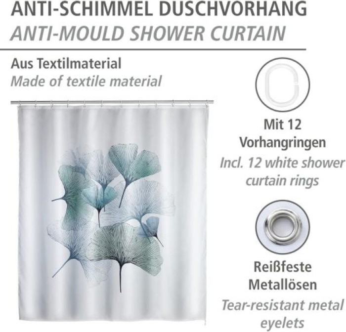 WENKO Anti-Schimmel Duschvorhang Mod. Ginkgo antibakteriell beschichtet, 24344100