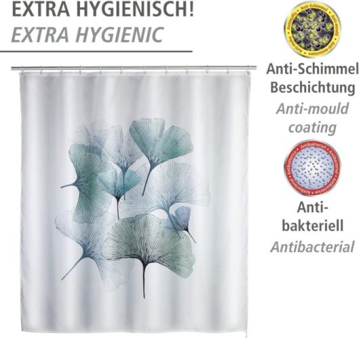 WENKO Anti-Schimmel Duschvorhang Mod. Ginkgo antibakteriell beschichtet, 24344100