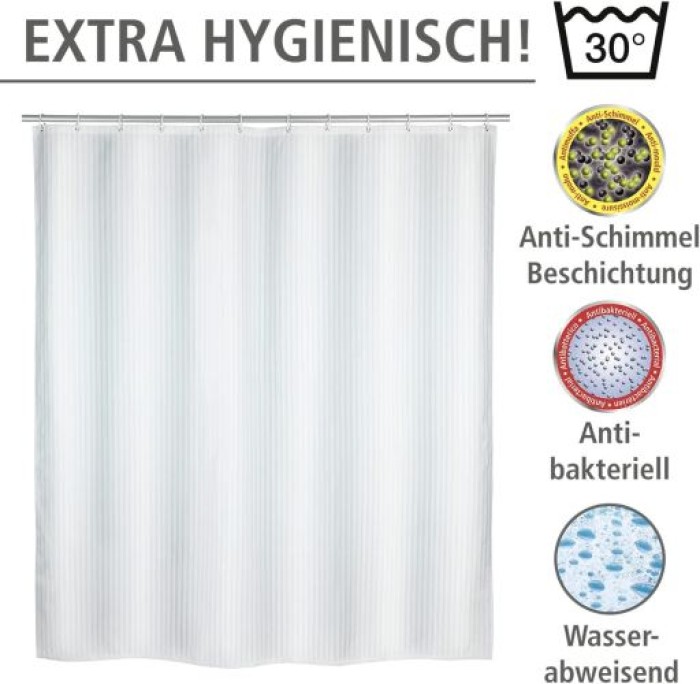 Wenko Anti-Schimmel Duschvorhang Palais Polyester, 180 x 200 cm, waschbar, 23062100