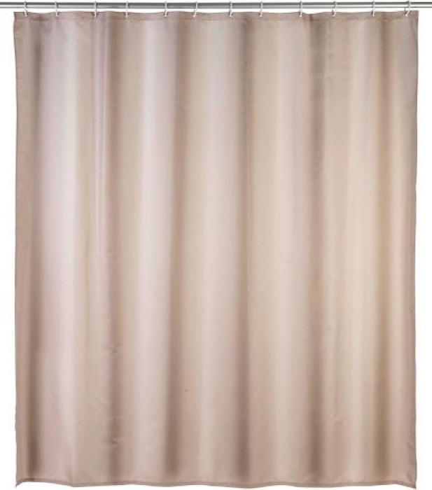 WENKO Anti-Schimmel Duschvorhang Uni Beige, H200 x B200 cm, 20045100