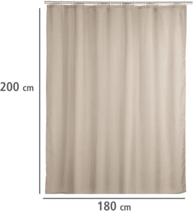 WENKO Anti-Schimmel Duschvorhang Uni Beige, H200 x B200 cm, 20045100