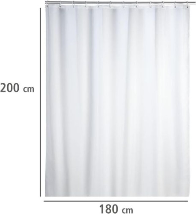 Wenko Anti-Schimmel Duschvorhang Uni White, 180 x 200 cm, waschbar, 20151100