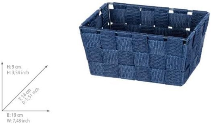 WENKO Aufbewahrungskorb Adria Mini Dunkelblau, 19 x 9 x 14 cm, 23783100