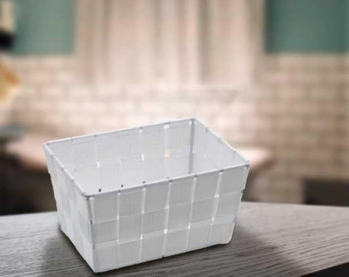 WENKO Aufbewahrungskorb Adria Mini Weiß, rechteckig, 19 x 9 x 14 cm, 20361100