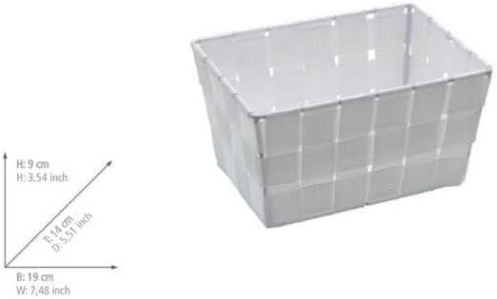 WENKO Aufbewahrungskorb Adria Mini Weiß, rechteckig, 19 x 9 x 14 cm, 20361100