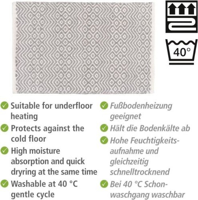 WENKO Badematte Abai aus recycelten PET-Flaschen, nachhaltig, Polyester, 50 x 80 cm, 24866100
