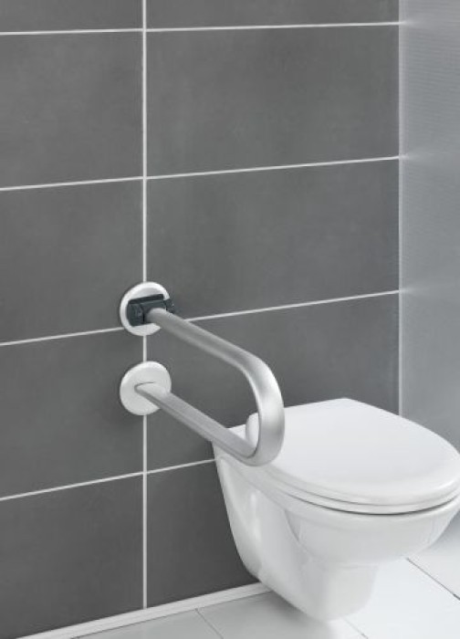 WENKO Badstützgriff klappbar Secura Premium bis 120 kg belastbar, Silber matt 23741100