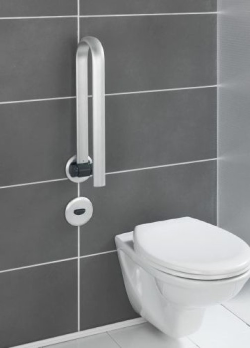WENKO Badstützgriff klappbar Secura Premium bis 120 kg belastbar, Silber matt 23741100
