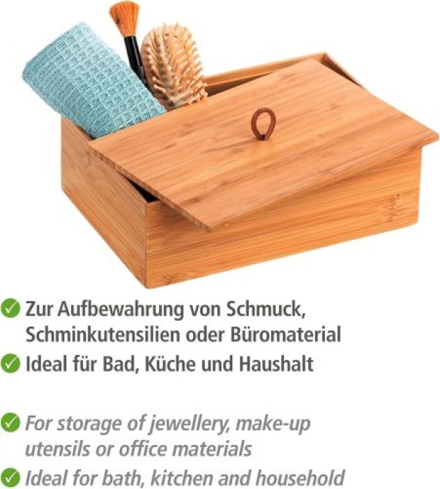 WENKO Bambus Box Mod. Terra L mit Deckel mit praktischer Schlaufe, 23924100