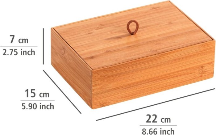 WENKO Bambus Box Mod. Terra L mit Deckel mit praktischer Schlaufe, 23924100