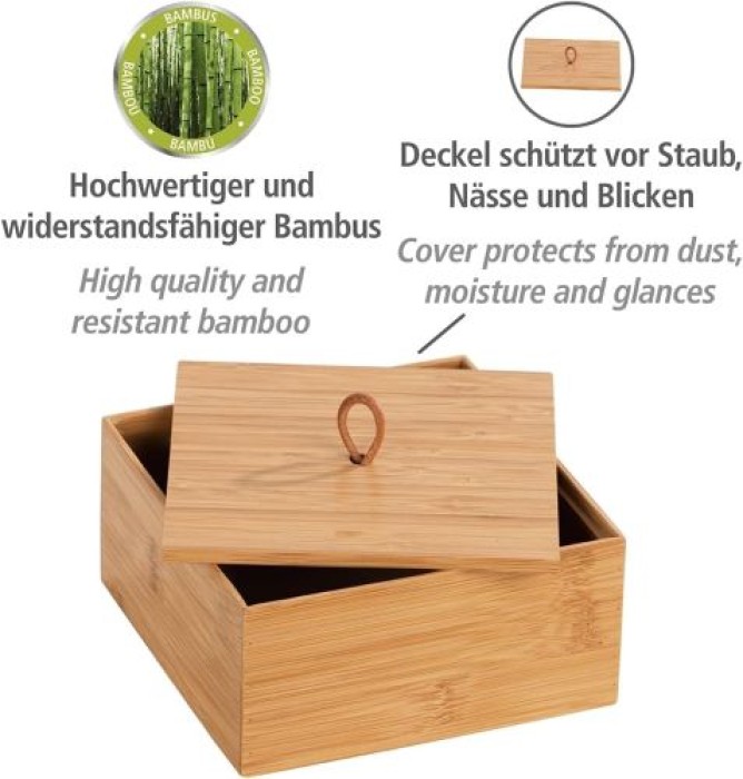 WENKO Bambus Box Mod. Terra M mit Deckel mit praktischer Schlaufe, 23923100