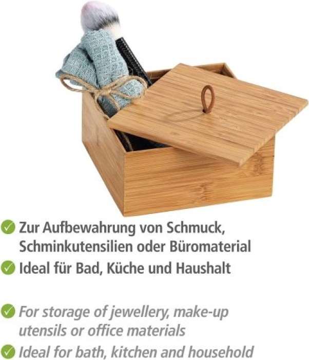 WENKO Bambus Box Mod. Terra M mit Deckel mit praktischer Schlaufe, 23923100