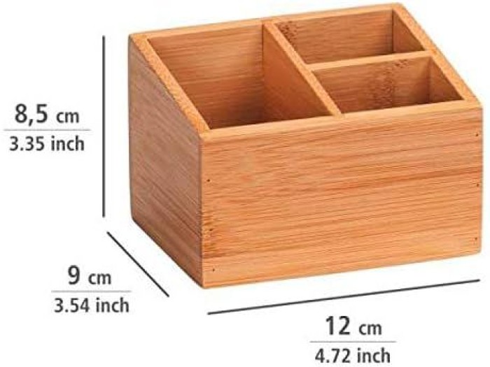 Wenko Bambus Organizer Mod. Terra 3 Fächer ideal für Schmuck, Pinsel und Stifte, 23916100