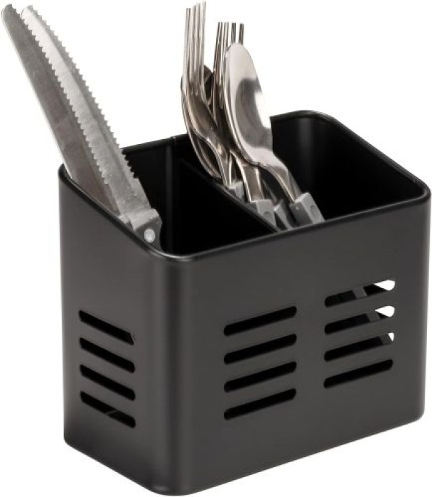 WENKO Besteckkorb Mod. Baco Schwarz aus pulverbeschichtetem Metal, 16 x 13,5 x 9 cm, 55024100