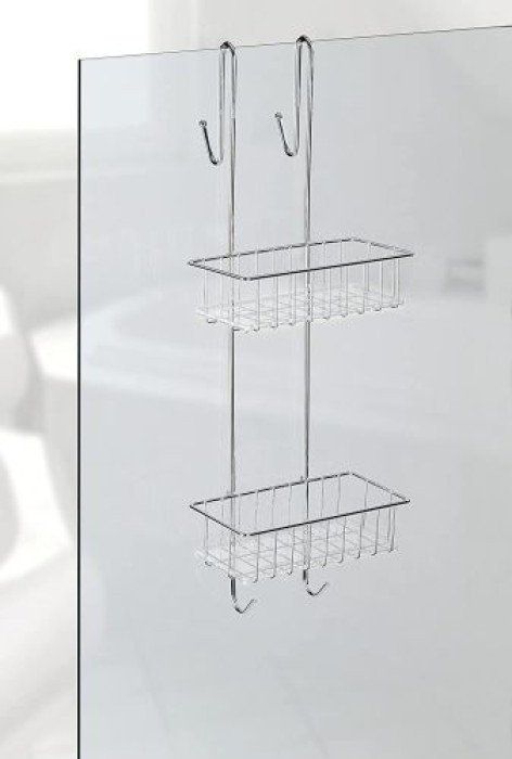 WENKO Duschcaddy 2 Etagen, rostfreies Edelstahl, Befestigung ohne Bohren, 22213100