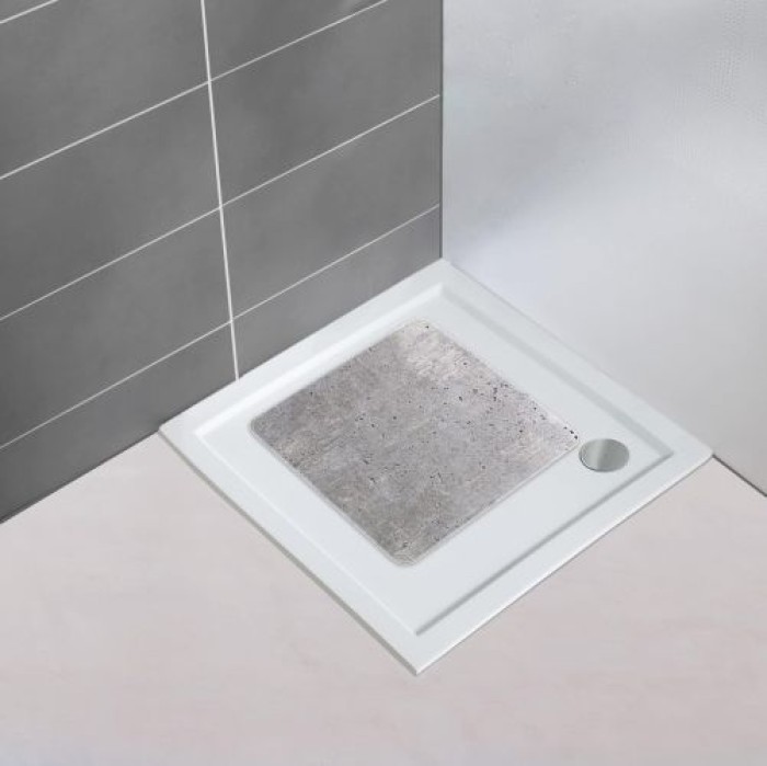 WENKO Duscheinlage Concrete - mit Saugnäpfen, 54 x 54 cm, 23797100