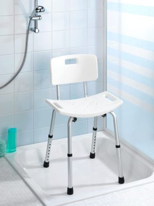 WENKO Duschhocker mit Rückenlehne Secura, Kunststoff, Weiß, 209261100