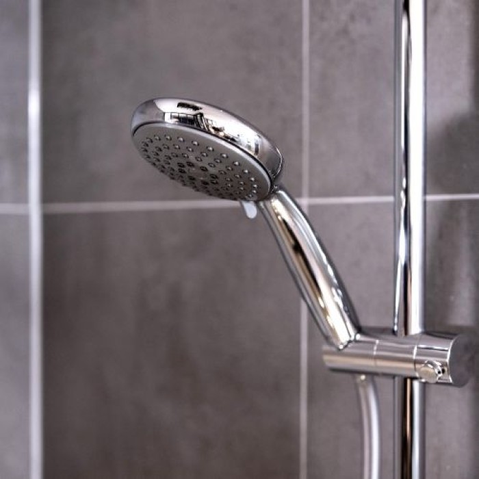 WENKO Duschkopf Mod. Basic Grau Ø 10 cm, 3 Funktionen Silber, 23945100