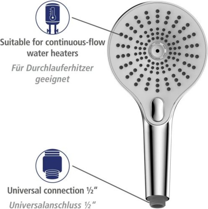 WENKO Duschkopf Mod. Ultimate Shower Chrom/Weiß Ø 13 cm, 25300100