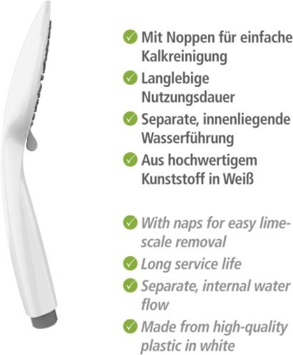 WENKO Duschkopf Mod. Young Weiß Ø 11 cm, mit 5 Strahlarten, 23942100