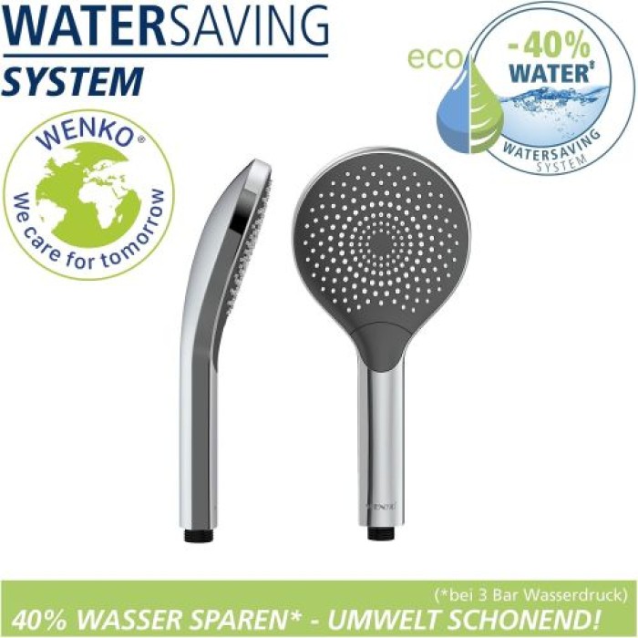 WENKO Duschkopf Watersaving Chrom Ø 12 cm, 24921100