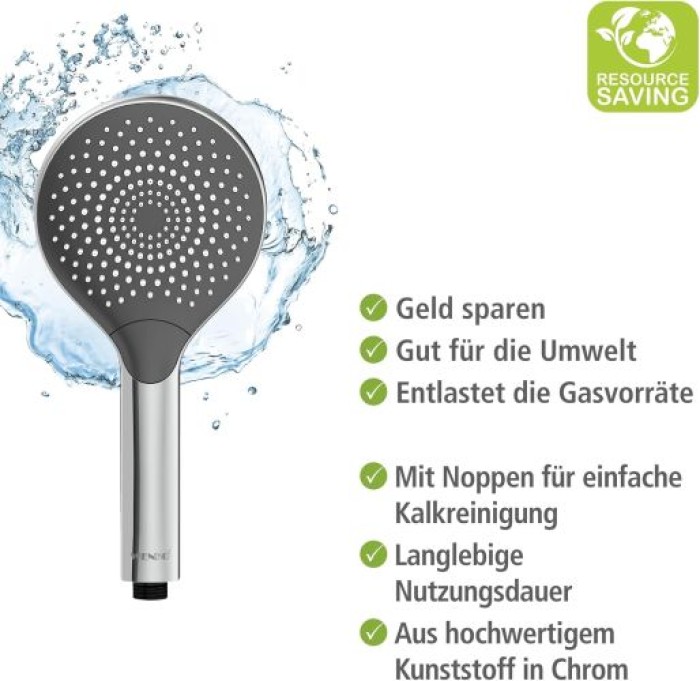 WENKO Duschkopf Watersaving Chrom Ø 12 cm, 24921100
