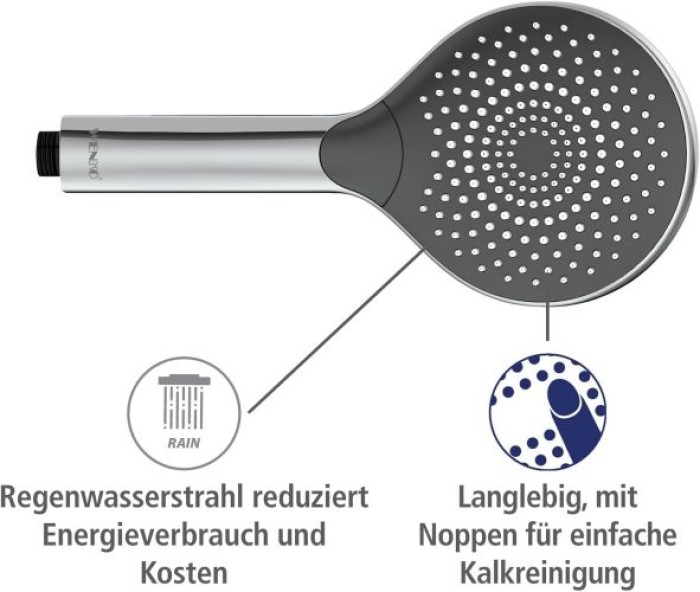 WENKO Duschkopf Watersaving Chrom Ø 12 cm, 24921100
