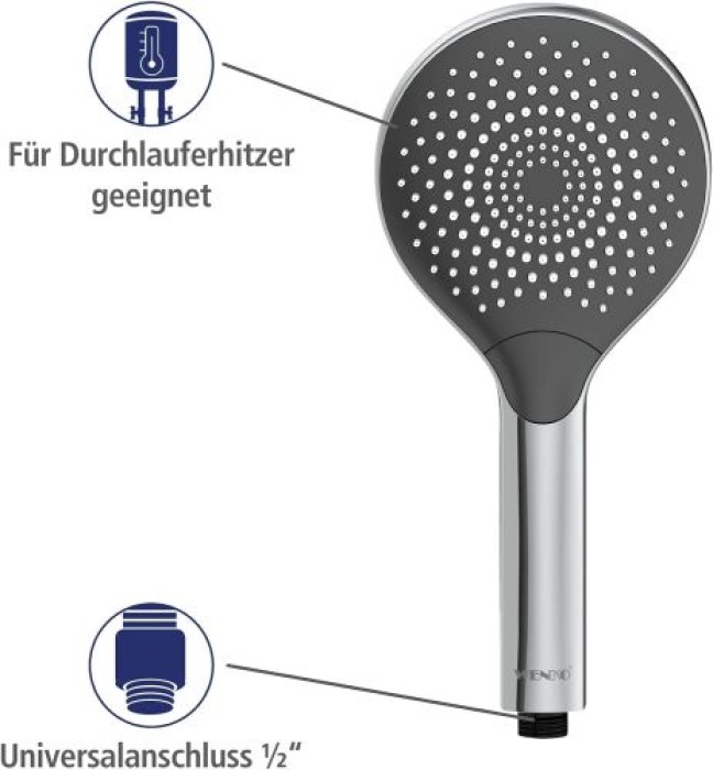 WENKO Duschkopf Watersaving Chrom Ø 12 cm, 24921100