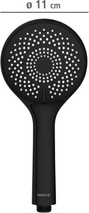 WENKO Duschkopf Watersaving Schwarz matt Ø 11 cm, 24924100