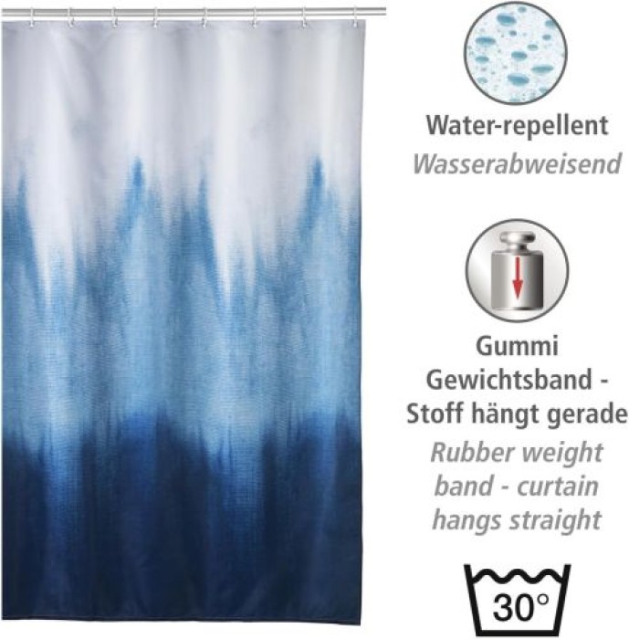 WENKO Duschvorhang Alara 180 x 200 cm, Textil (100 % recyceltes Polyester), 25745100