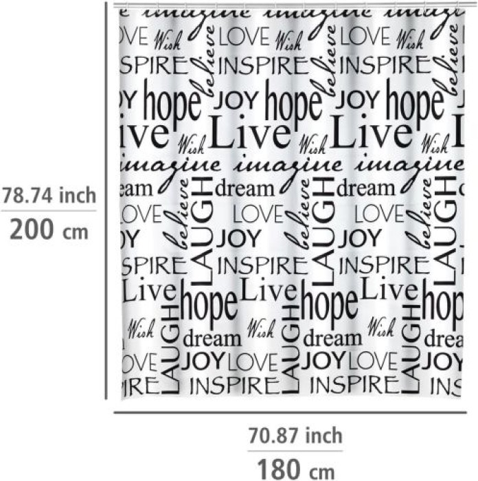 WENKO Duschvorhang Live 180 x 200 cm, 25743100