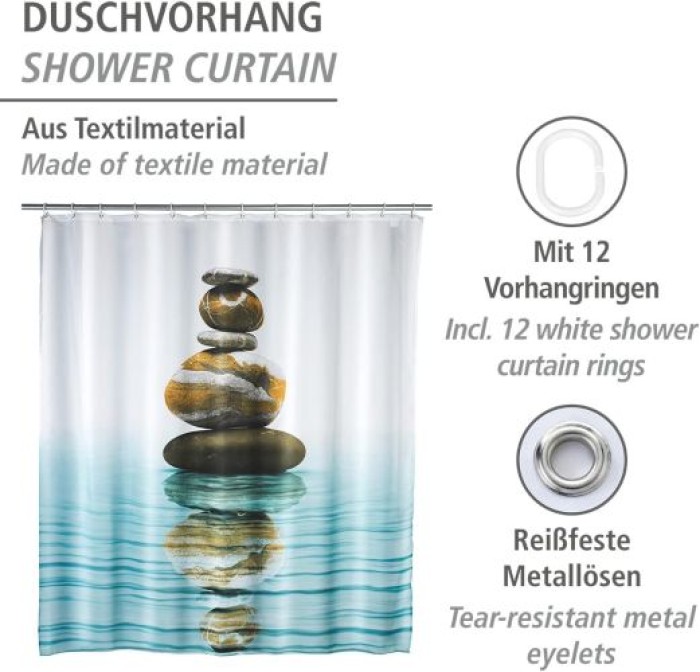 Wenko Duschvorhang Meditation, 180 x 200 cm waschbar, 20961100