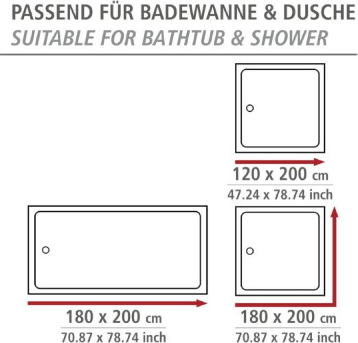 Wenko Duschvorhang Meditation, 180 x 200 cm waschbar, 20961100