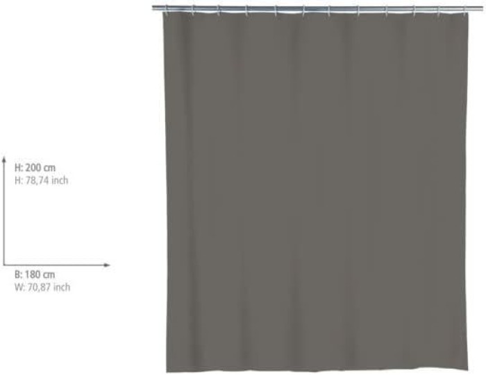 WENKO Duschvorhang Mouse Grey 180 x 200 cm, 22486100