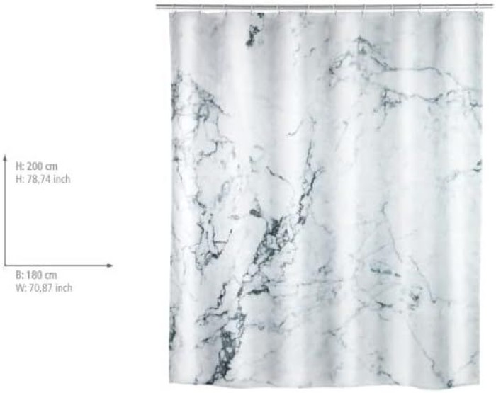 WENKO Duschvorhang Onyx, wasserabweisend, 180 x 200 cm, 23800100