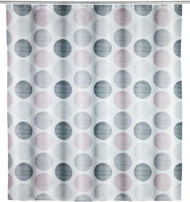 WENKO Duschvorhang Pastell Dots 180 x 200 cm, Textil (100 % recyceltes Polyester), 25750100