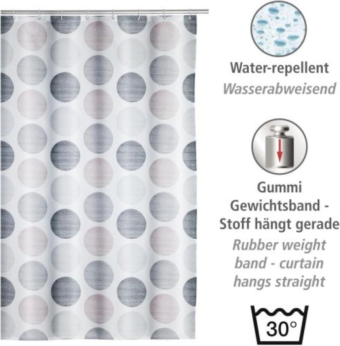 WENKO Duschvorhang Pastell Dots 180 x 200 cm, Textil (100 % recyceltes Polyester), 25750100