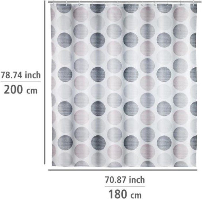 WENKO Duschvorhang Pastell Dots 180 x 200 cm, Textil (100 % recyceltes Polyester), 25750100