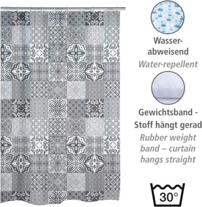 WENKO Duschvorhang Portugal, mit Ringen zur Befestigung, wasserabweisend, 180 x 200 cm, 23818100